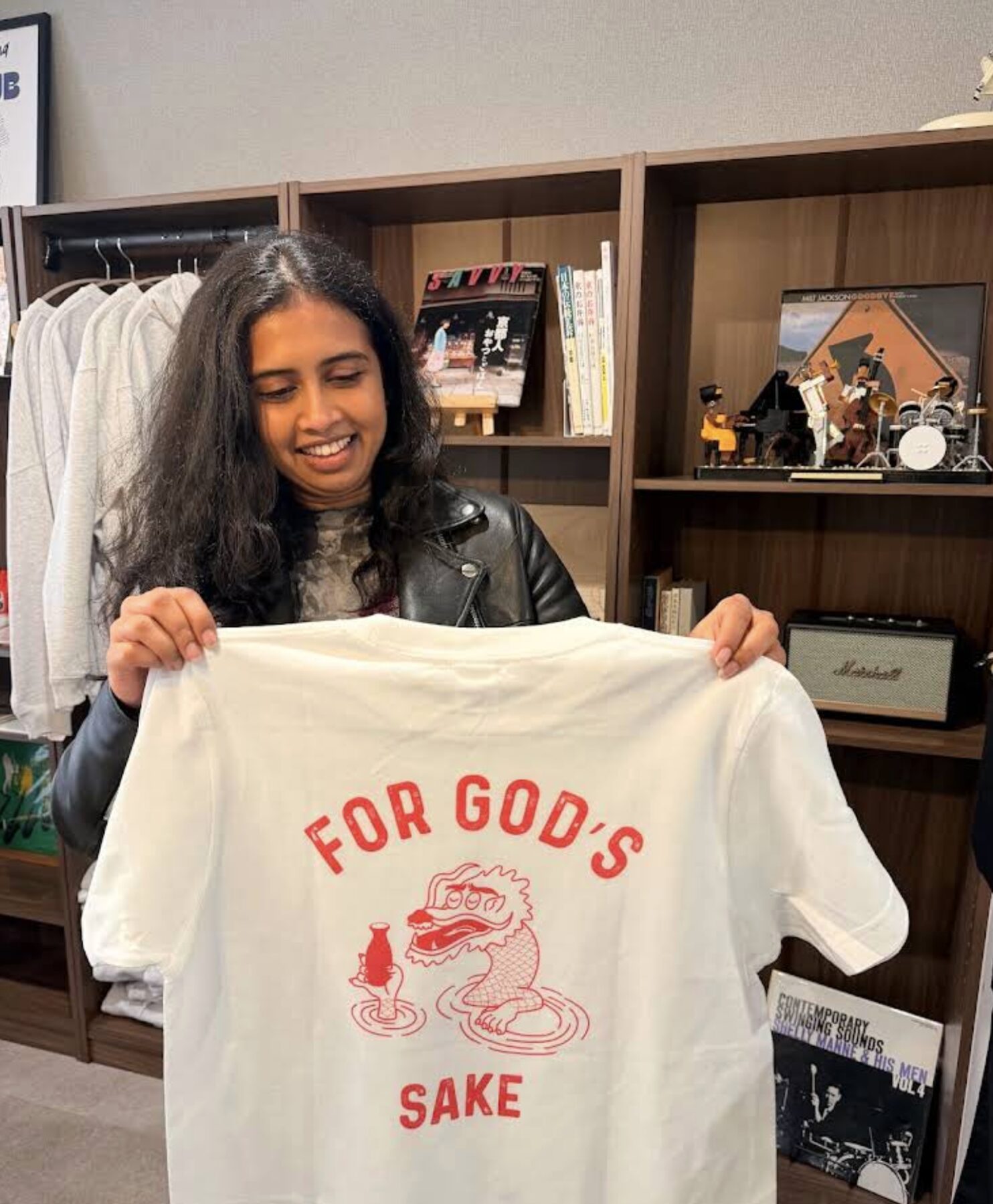 Guest wearing a custom Kyotozinn matcha-tools sweatshirt